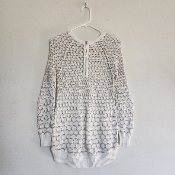 Anthropologie Moth Openwork Cream Ivory High-Low Sweater size XS - Picture 2 of 6